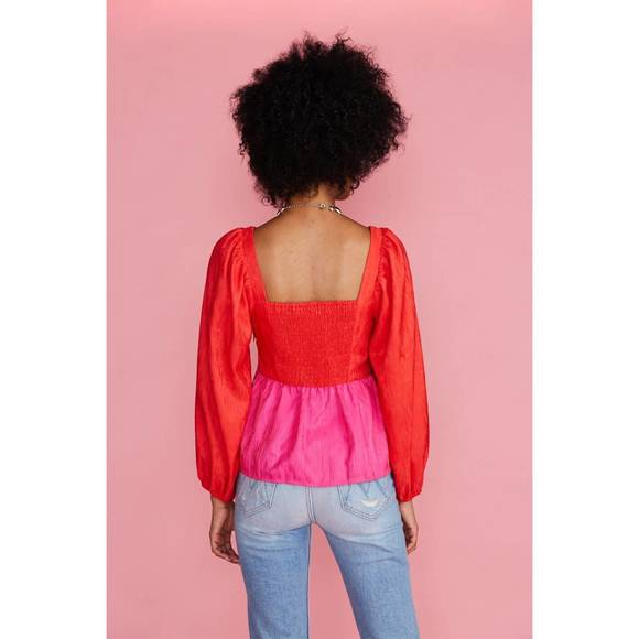 NEW CROSBY BY MOLLIE BURCH jamey top in red/pink - Picture 3 of 5